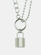 Hip Hop Titanium Steel Cross Chain Lock Pendant Rock Trend Lock Necklace - Silver