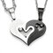 1 Pair I Love You Matching Hearts Lover Necklaces - Silver+Black