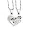 1 Pair I Love You Matching Hearts Lover Necklaces - Silver