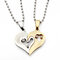 1 Pair I Love You Matching Hearts Lover Necklaces - Silver+Gold