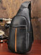 Menico Men Genuine Leather Vintage Durable Daily Crossbody Bag Business Adjustable Straps Sling Bag - Black