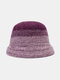 Unisex Wool Knitted Ombre Dome Warmth Fashion Bucket Hat - Wine Red