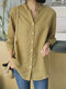 Solid Button 3/4 Sleeve V-neck Blouse For Women - Green