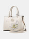 Vintage Chinese Style Flower Embroidered Handbag Exquisite Studded Design Fine Texture Fabric Multi-Carry Crossbody Bag - White