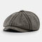 Men Retro Twill British Style Autumn Winter Keep Warm Octagonal Hat Newsboy Hat Flat Caps - Light Grey