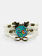 Bracelet multicouche de pierres précieuses tressées vintage à motif de papillons multicolores et imprimés de papillons - blanc