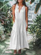 Bohemina Pleated Halter Neck Sleeveless Plus Size Maxi Dress - White