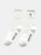 2 paires de chaussettes chaudes en tube moyen anti-dérapant en coton brodé pour femmes - #02