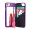 Universal For iPhone 7/7 plus Phone Case Card Holder Mirror Phone Bag - Purple