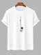 Mens Cartoon Astronaut Print Crew Neck Short Sleeve T-Shirts - White