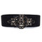 Women Crystal Rhinestone PU Handmade Belt Casual Wild Vogue Elastic Waistband - Black