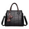 Women Stitching 3 Layer Handbag Large Capacity Solid Leisure Crossbody Bag - Black