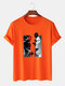 Mens Rose David Statue Graphics Cotton Short Sleeve T-Shirts - Orange