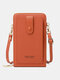 Women RFID Faux Leather Casual Multifunction Touch Screen Crossbody Bag Phone Bag - Orange