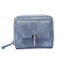 Women PU Leather Coin Bag Card Holder Mini Bifold Wallet  - Blue