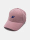 Unisex Corduroy Color Contrast N Letter Embroidery Simple Sunshade Warmth Baseball Cap - Pink