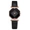 Trendy Diamond Mirror Quartz Watch PU Leather Women Wrist Watch Waterproof Watch - Black