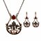 Vintage Jewelry Sets Hollow Rhinestone Vase Charm Necklace Ear Drop Earrings Ethnic Jewerlry for Her - Red