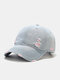 Unisex Denim Distressed Frayed Edge Stickerei Trendy Verstellbarer Outdoor-Sonnenschutz Peaked Caps Baseball Caps - Rosa