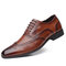 Men Brogue Carved Lace Up Oxfords Business Dress Wedding Shoes - Brown