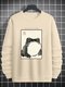 Mens Frog Graphic Crew Neck Loose Pullover Sweatshirts Winter - Apricot