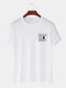 Camisetas informales de manga corta con estampado de letras en el pecho para hombre Cuello - Blanco