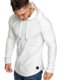 Mens Irregular Hem Hooded Striped Fold Raglan Sleeve O-neck Solid Color Casual Sweatshirt - White