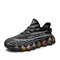 Men Stylish Gradient Knitted Fabric Transparent Sole Sport Running Sneakers - Black