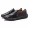 Menico Large Size Men Classic Hand Stitching Comfy Soft Slip On Casual Leather Shoes - Black