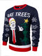 Mens Christmas Santa Claus Letter Pattern Crew Neck Knit Casual Sweaters - Black