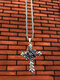 Trendy Gothic Carved Rose Cross Shape Pendant Zinc Alloy Stainless Steel Necklace - #01