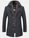 Mens Woolen Thickened Warm Trench Coats Detachable Scarf Collar Wool Outerwears - Grey