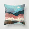 Oil Painting Mountain Forest Landscape Peach Skin Cushion Cover Home Office Throw Pillow Cover - #13