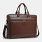 Men PU Leather Multifunction Multi-pocket 15.6 Inch Laptop Bag Briefcases Handbag Shoulder Bag - Coffee