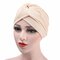 Gorro de quimioterapia tipo turbante para mujer, gorro flexible con giro floral de campo - Beige