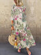Vintage Blumendruck Hohe Taille Plus Größe Kleid - rot