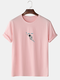 Mens 100% Cotton Cool Astronaut Print Crew Neck Casual Short Sleeve T-Shirts - Pink