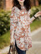 Блузка на пуговицах с длинными рукавами и длинными рукавами с принтом Allover Leaves - Хаки