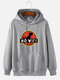 Mens Cartoon Animal Letter Graphic Cotton Casual Hoodies With Pouch Pocket - Gray