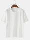 Men Cotton Linen 8 Colors Solid Round Neck Loose Short Sleeve Casual T-Shirt - White