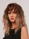 Brown Medium-length Fluffy Plump Wavy Curly Hair With Air Bangs Synthetic Wig Suitable For Party And Daily - Brown