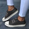 Women Oversized Canvas Elastic Band Comfy Wearable Casual Flats - Black