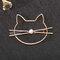 Fashion Lovely Animal Hollow Cat Pearl Hairpin Gold Silver Color Hair Clip Women Hair Accessories - Gold