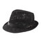 Women Caddice Weave Gridding Breathable Curl Brim Addition Leather Belt Fashion Jazz Hat  - Black 1