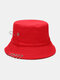 Unisex Foldable Pin Decor Cool Fashion Sunshade Bucket Hat Couple Hat - Red