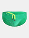 Men Sexy Solid Color Swim Briefs Retro Quick Dry Drawstring Beach Low Rise Short Swimwear - Green