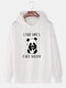 Mens Cute Cartoon Panda Slogan Print Drop Shoulder Drawstring Hoodies - White