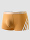 Men Side Striped Letter Waistband Breathable Pouches Comfy Boxers Briefs - Bisque
