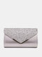 JOSEKO Women's Fashion Faux Leather Sequin Evening Bag Cosmetic Bag Elegant Clutch - Silver