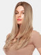 26 Inch Light Brown Long Straight Hair Fluffy Middle Part Long Bangs Full Head Cover Wigs - 26 Inch